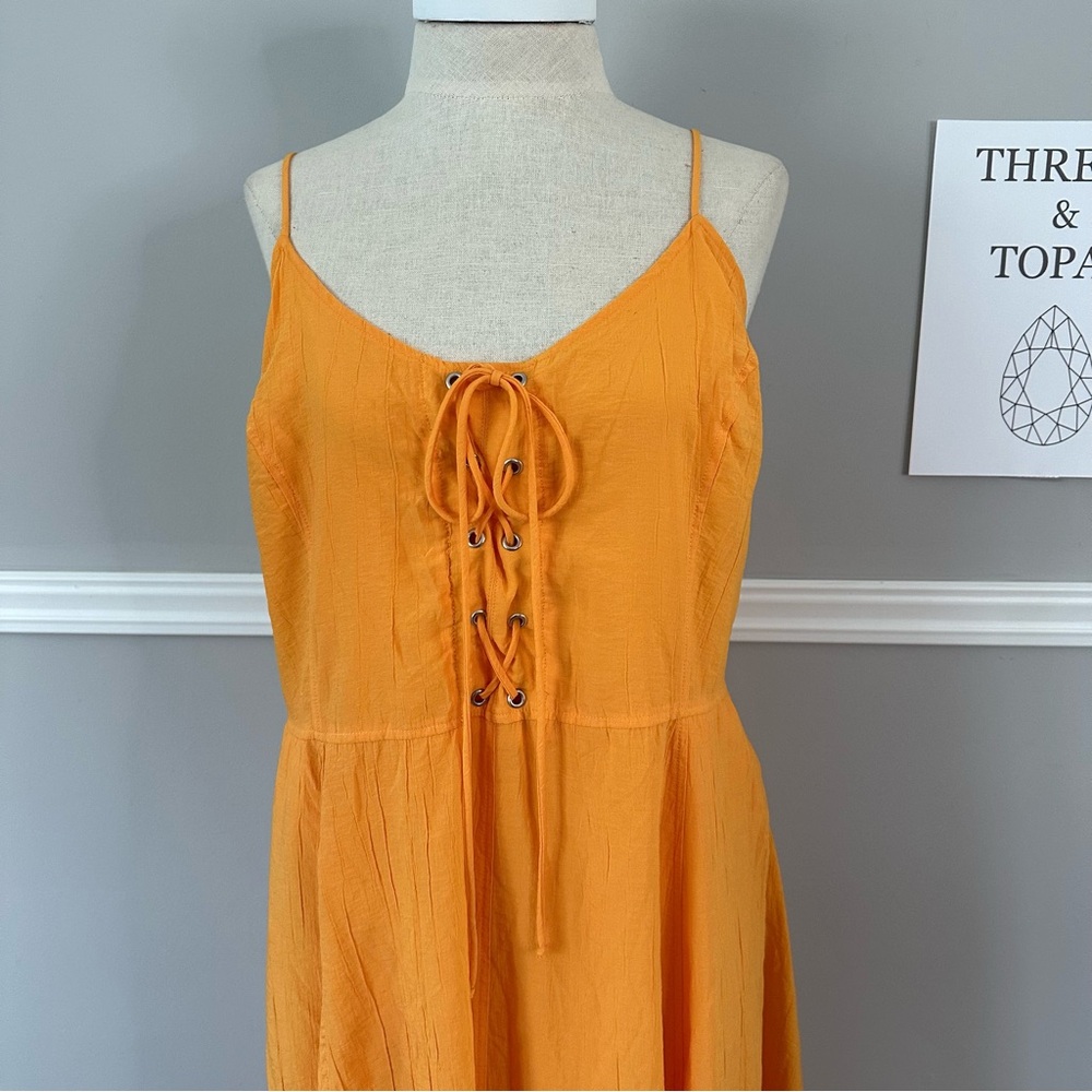 Maeve Anthropologie Orange Lace-up Full Skirt Sundress 1 X - Picture 6 of 13